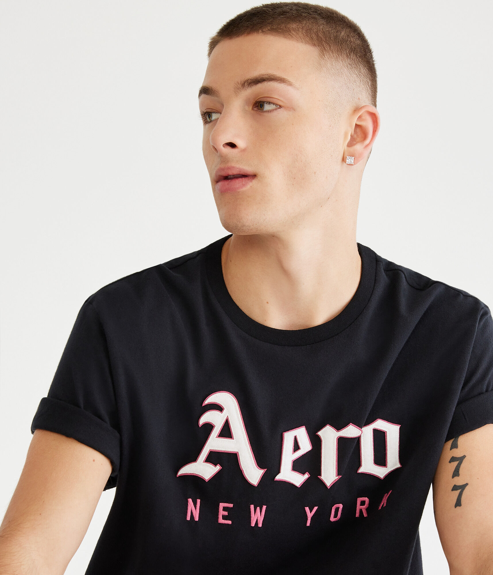 Aero New York Gothic Logo Appliqu&eacute; Graphic Tee