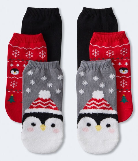 Fuzzy Penguin Ankle Sock 3-Pack Fuzzy Penguin Ankle Sock 3-Pack