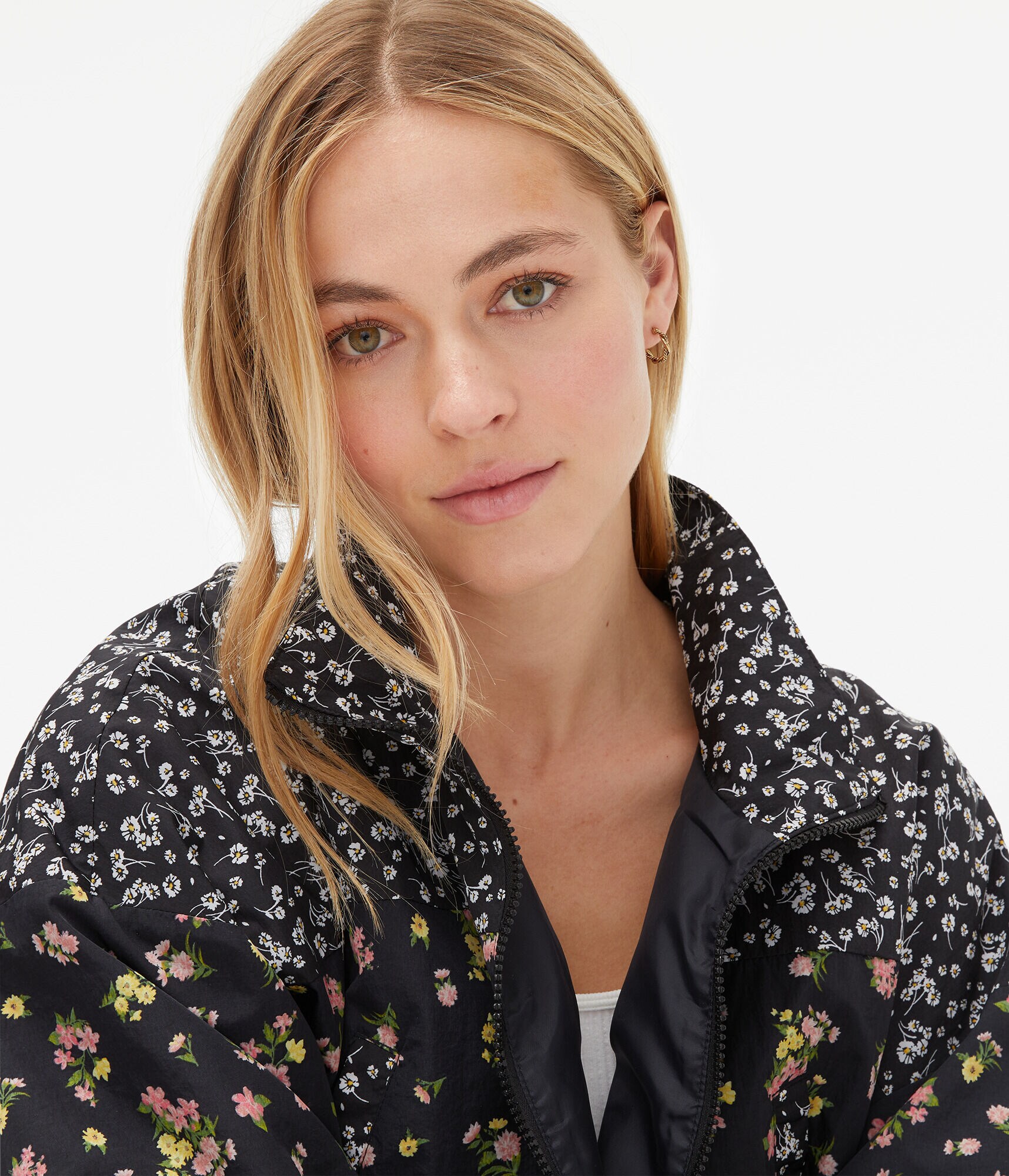 Floral Cropped Windbreaker Jacket