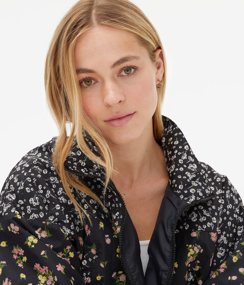 Floral Cropped Windbreaker Jacket Floral Cropped Windbreaker Jacket
