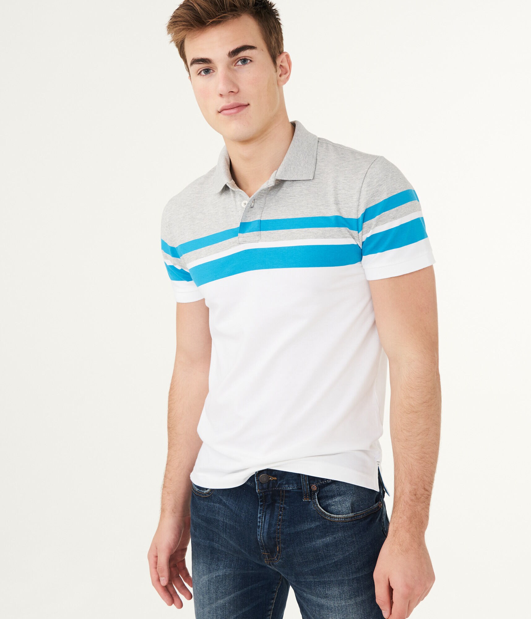 Chest Stripe Stretch Jersey Polo