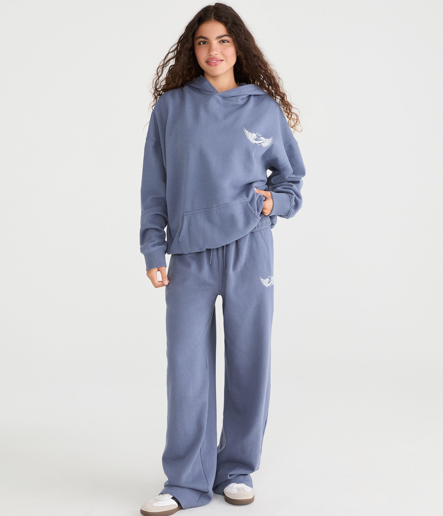 Cloud Soft Winged Heart Oversized Pullover Hoodie