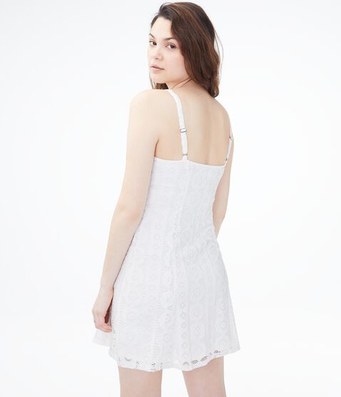 Lace Button-Front Fit & Flare Dress