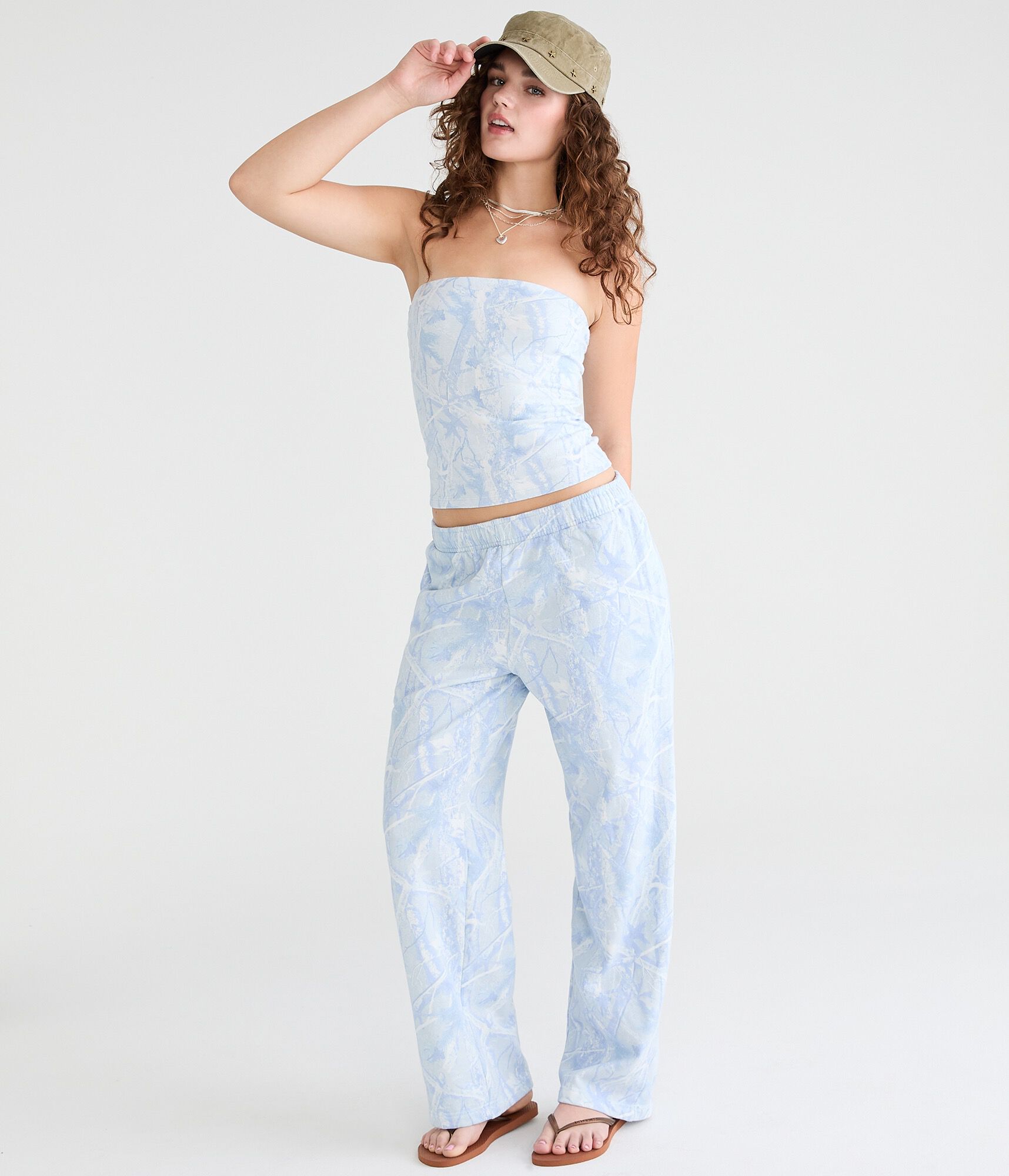 Cloud Soft Forest Camo Mid-Rise Straight Leg Sweatpants