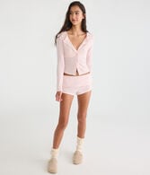 Long Sleeve Pointelle Knit Sleep Cardigan