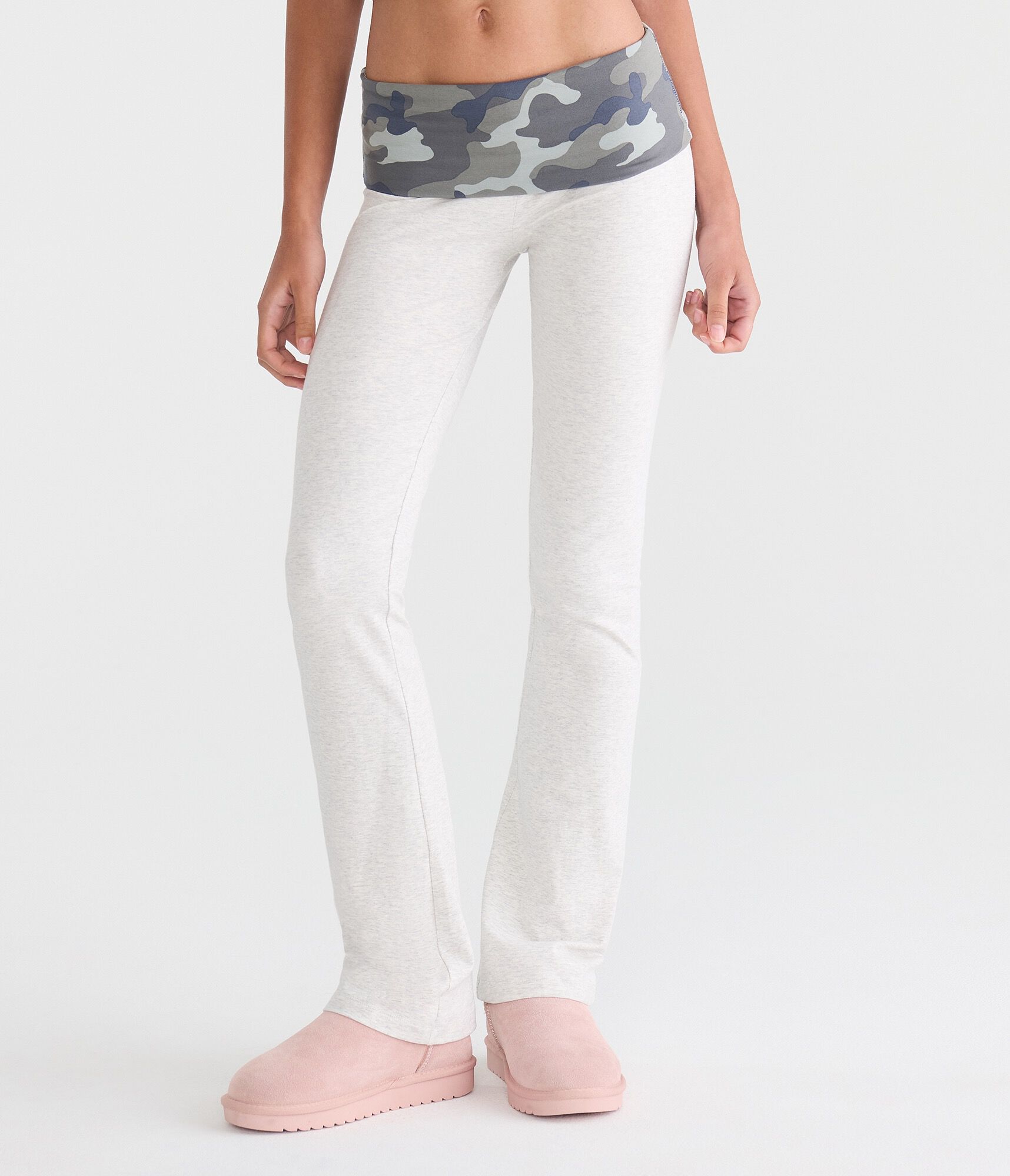 Von Dutch Camo Mid-Rise Fold-Over Bootcut Pants