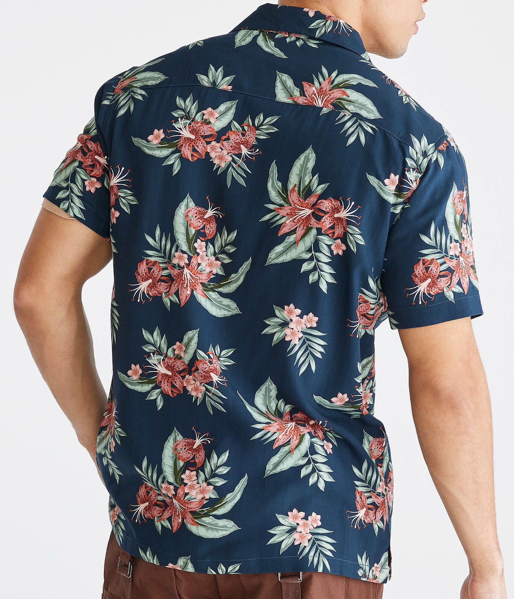 Tropical Floral Print Camp Shirt
