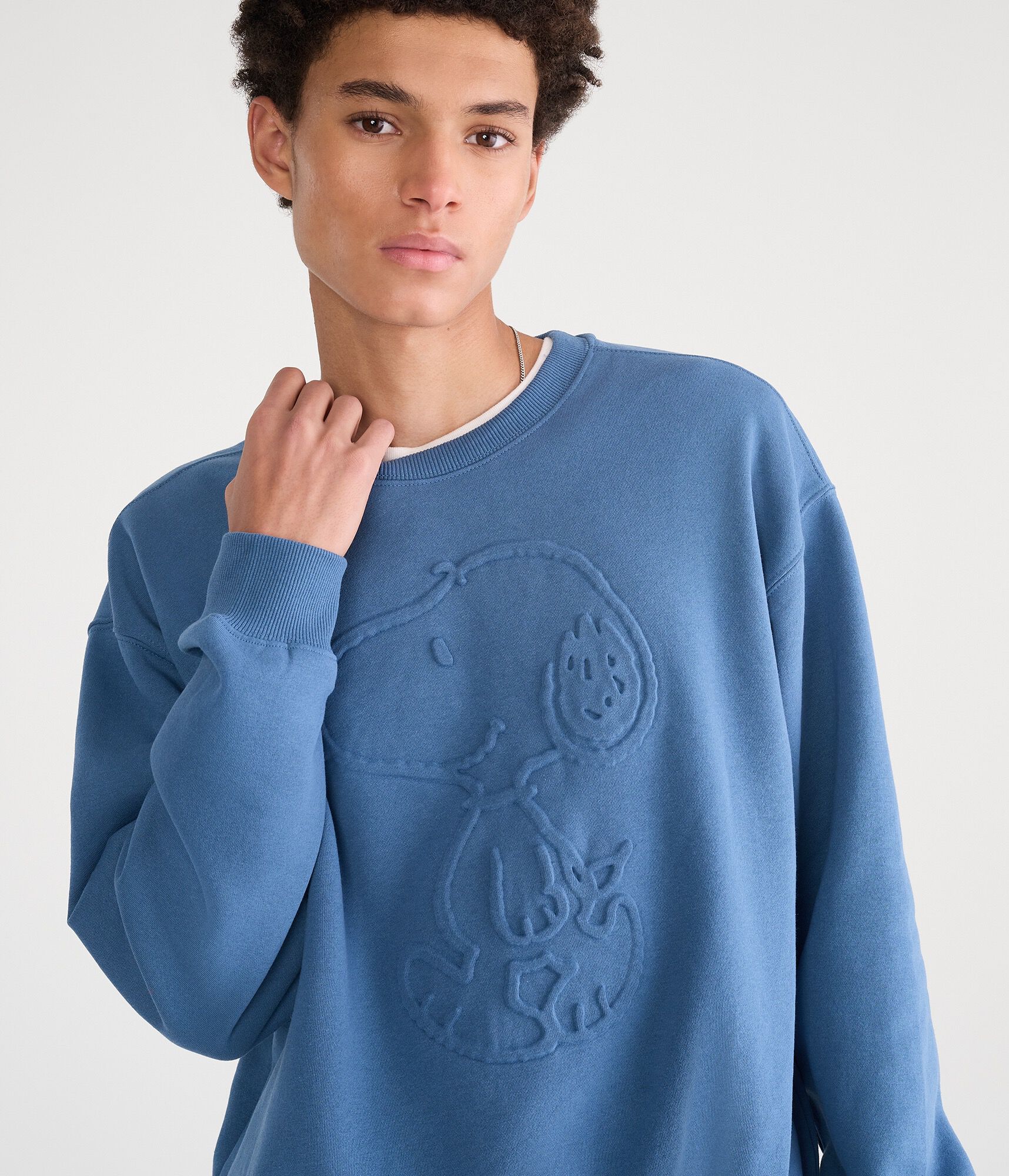 Embossed Snoopy Crew Sweatshirt