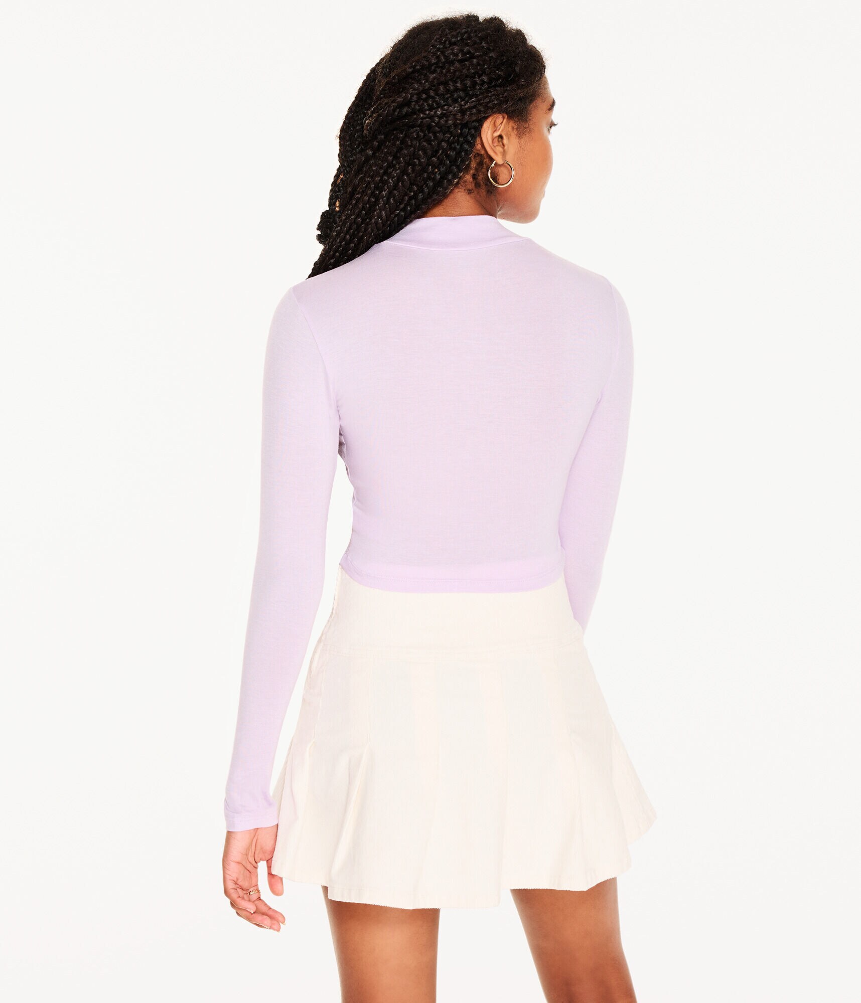 Long Sleeve Cropped Mock-Neck Tee