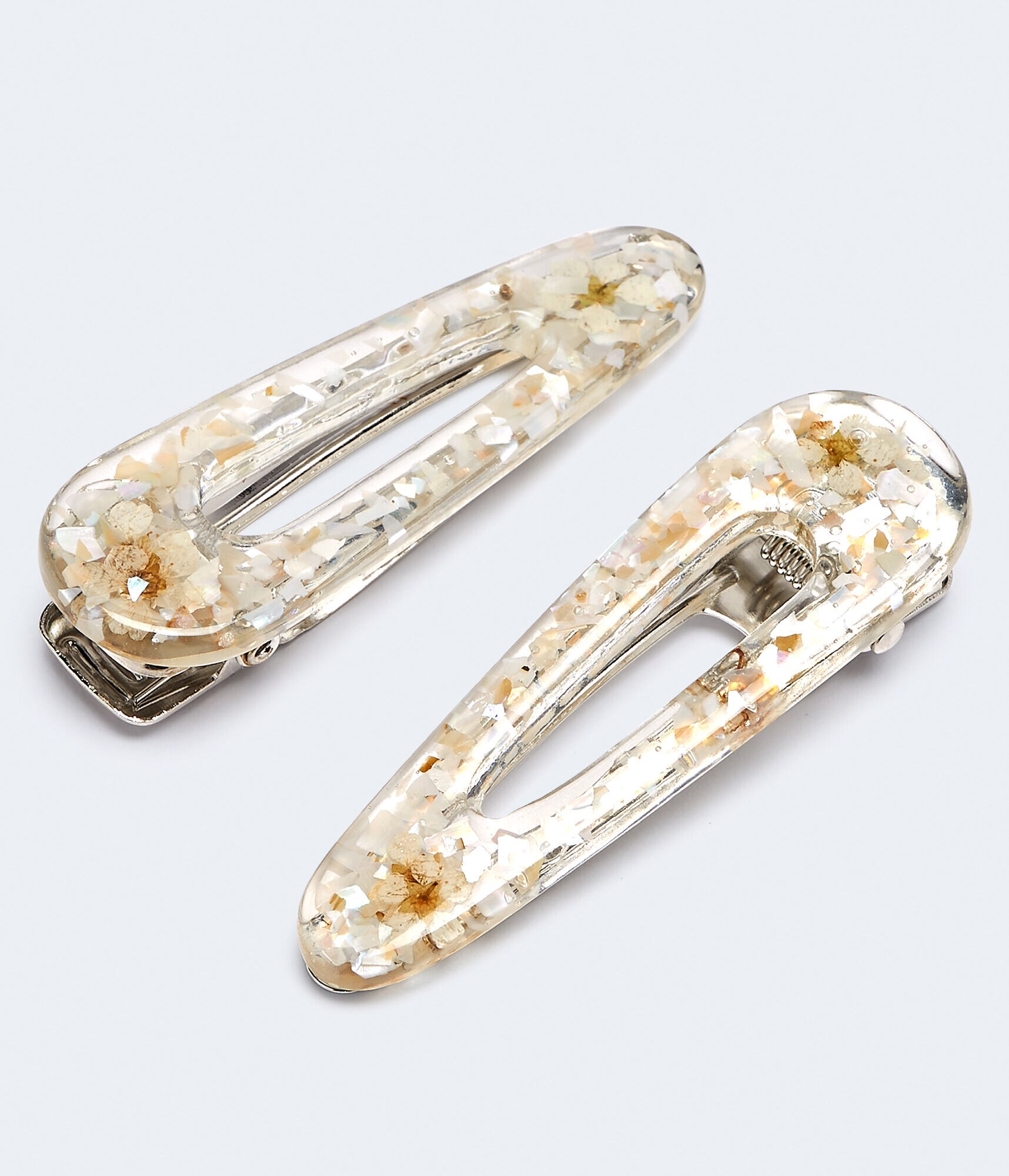 Confetti Flower Spring Slide Hair Clip 2Pack