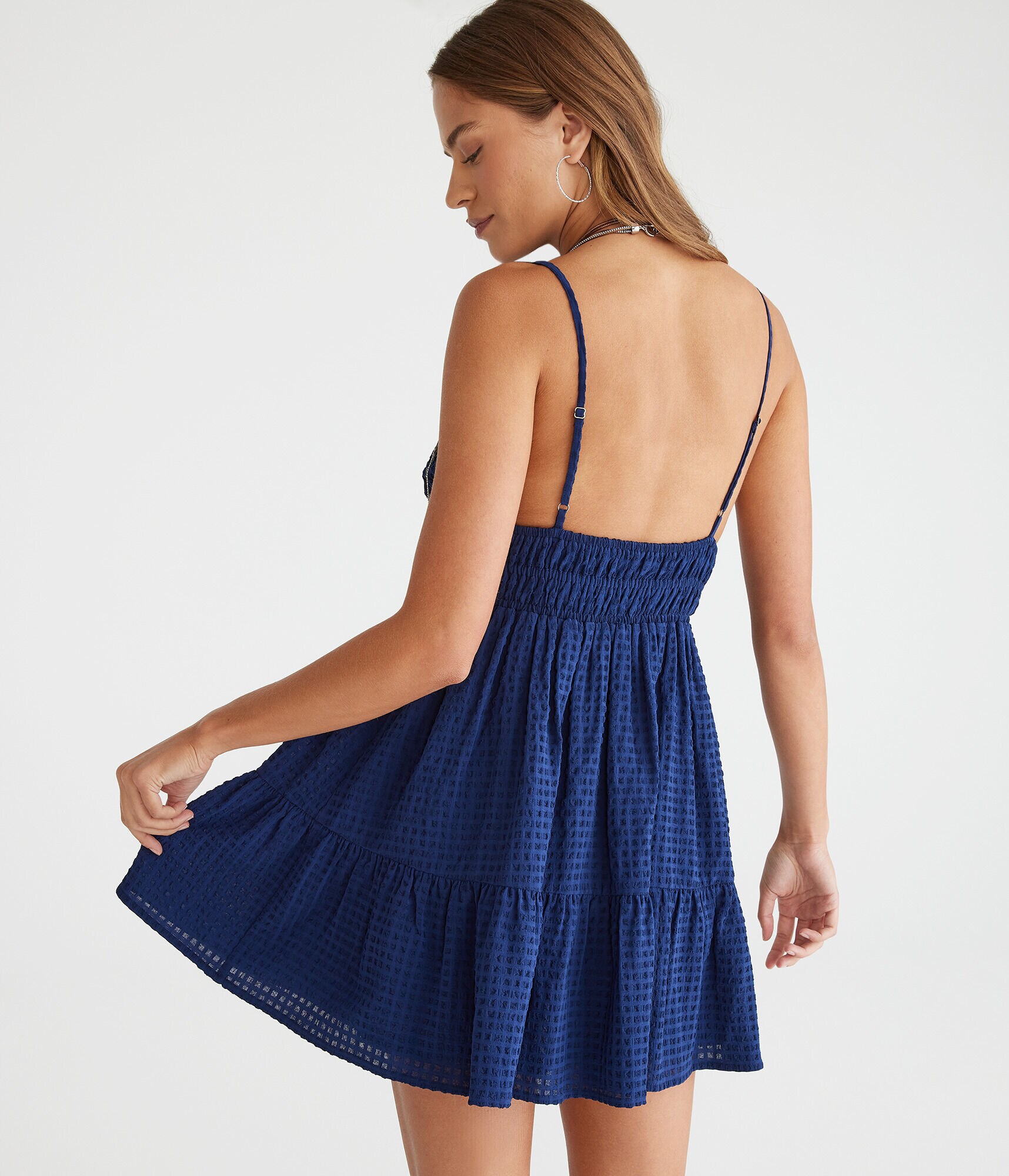 Solid V-Neck Babydoll Dress