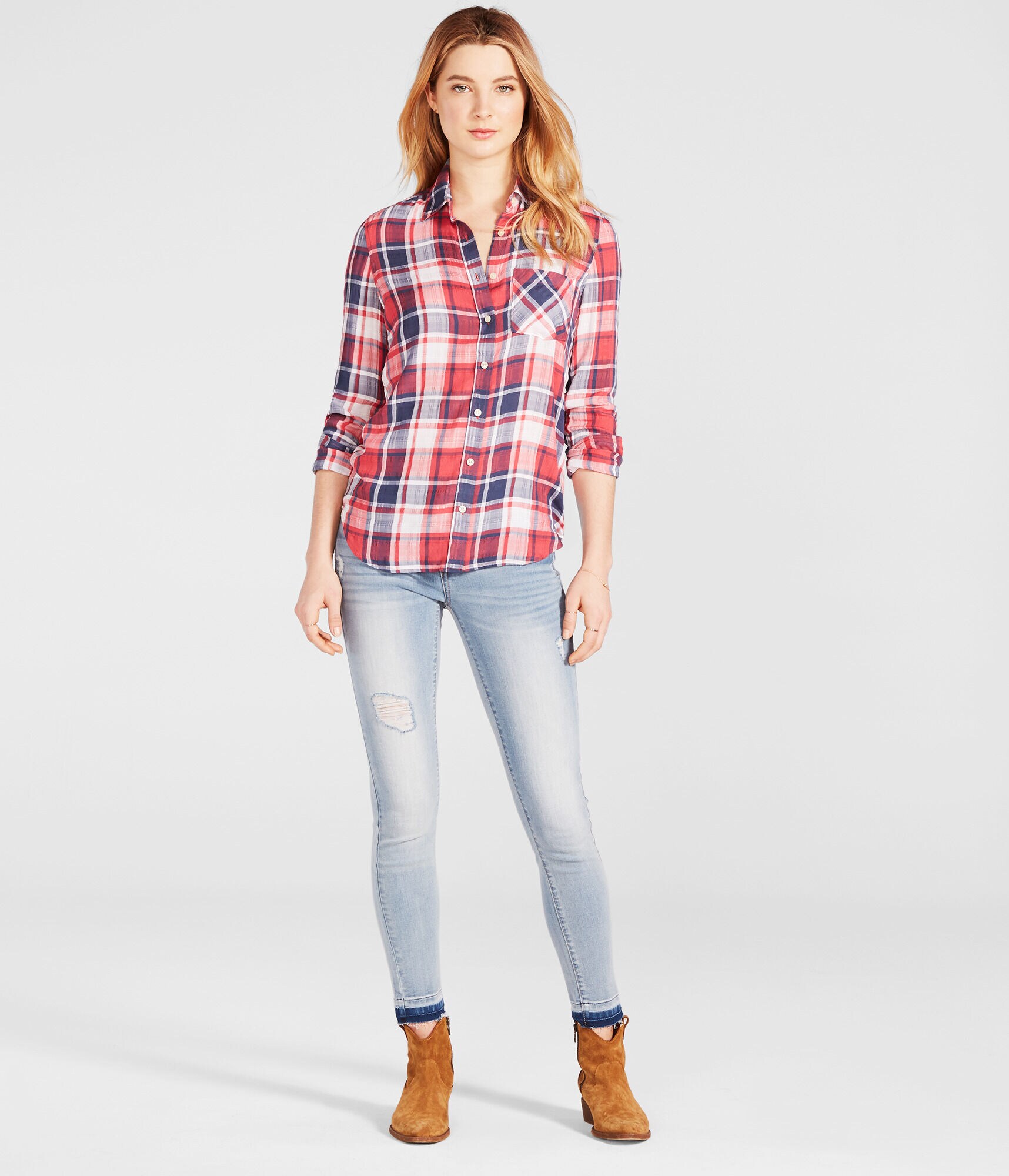 Light Wash Destroyed Ankle Jegging