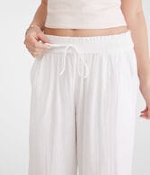 Gauze Wide Leg Drawstring Pants