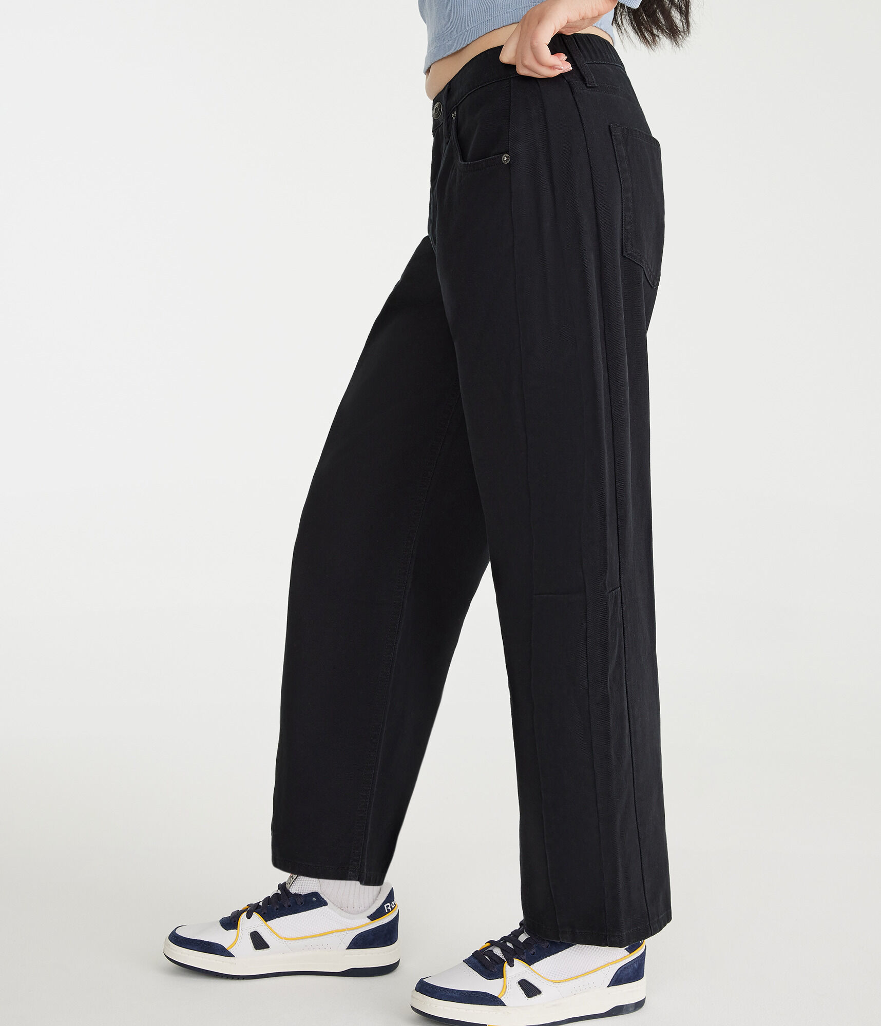 High-Rise Twill Barrel Pants
