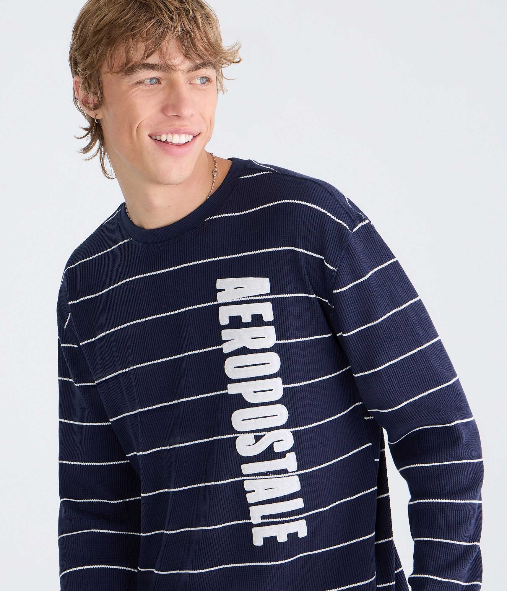 Long Sleeve Striped Aero Graphic Thermal Tee