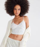 Floral Crossover Lace Cropped Cami