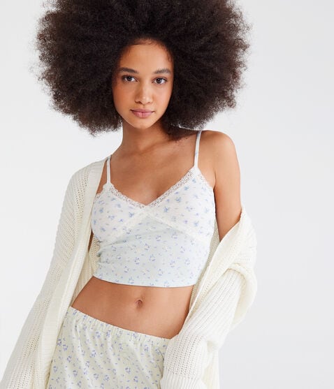 Floral Crossover Lace Cropped Cami