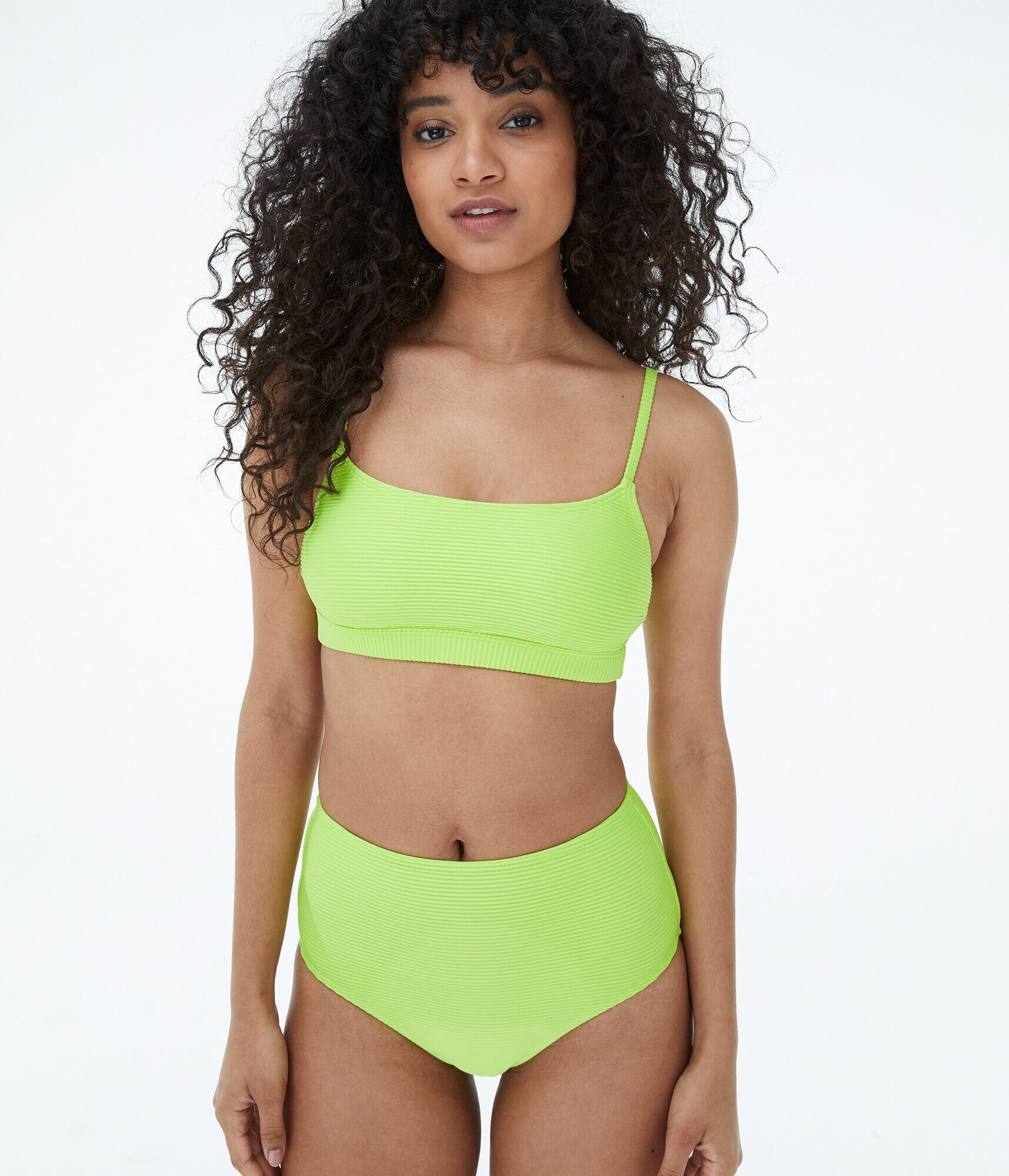 Ribbed Scoop-Neck Bikini Top