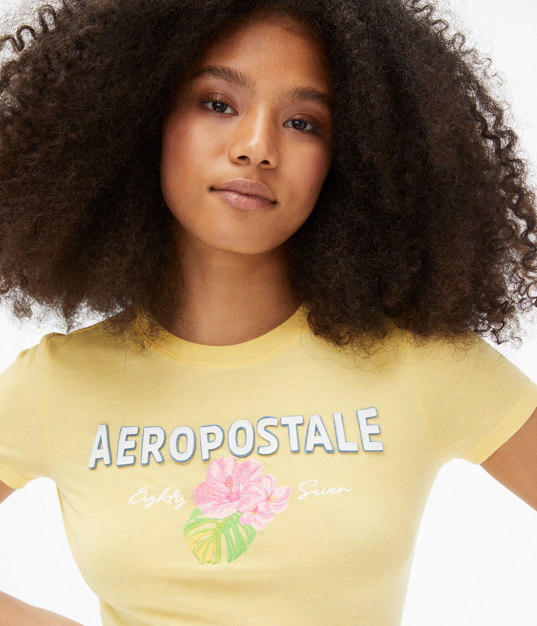 Aeropostale Tropical Floral Appliqu&eacute; Graphic Tee