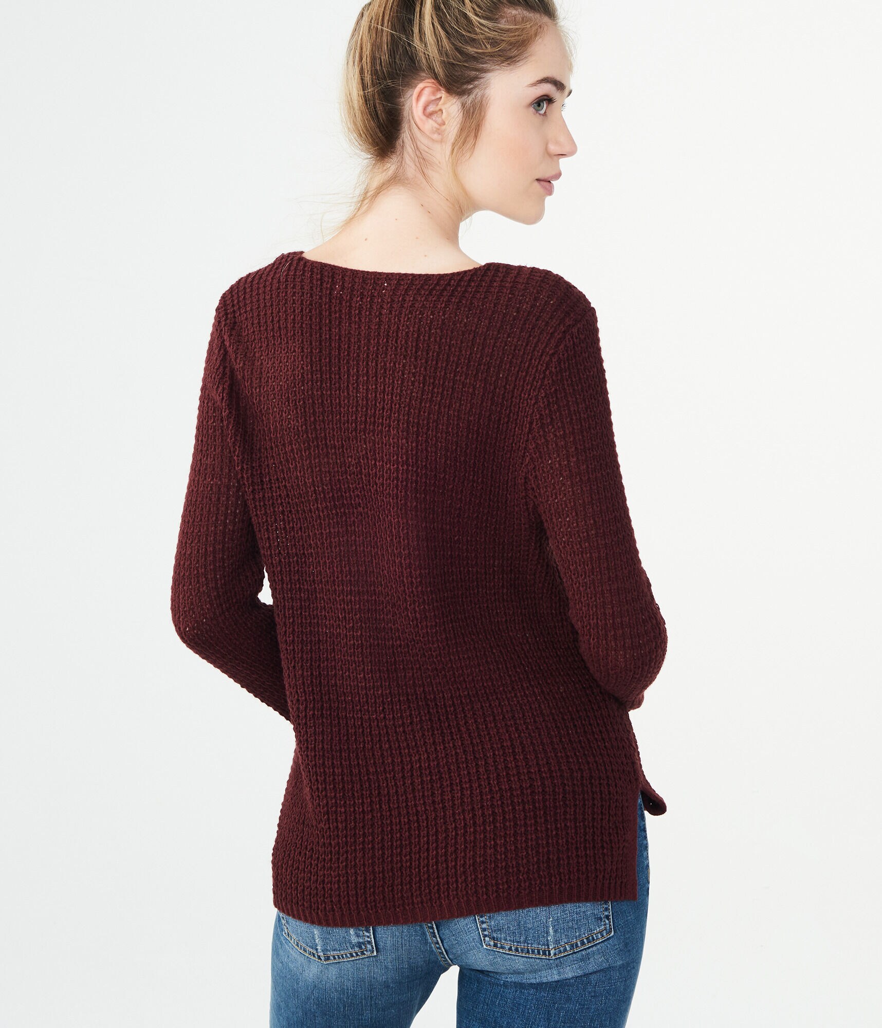 Shimmer Cutout V-Neck Sweater