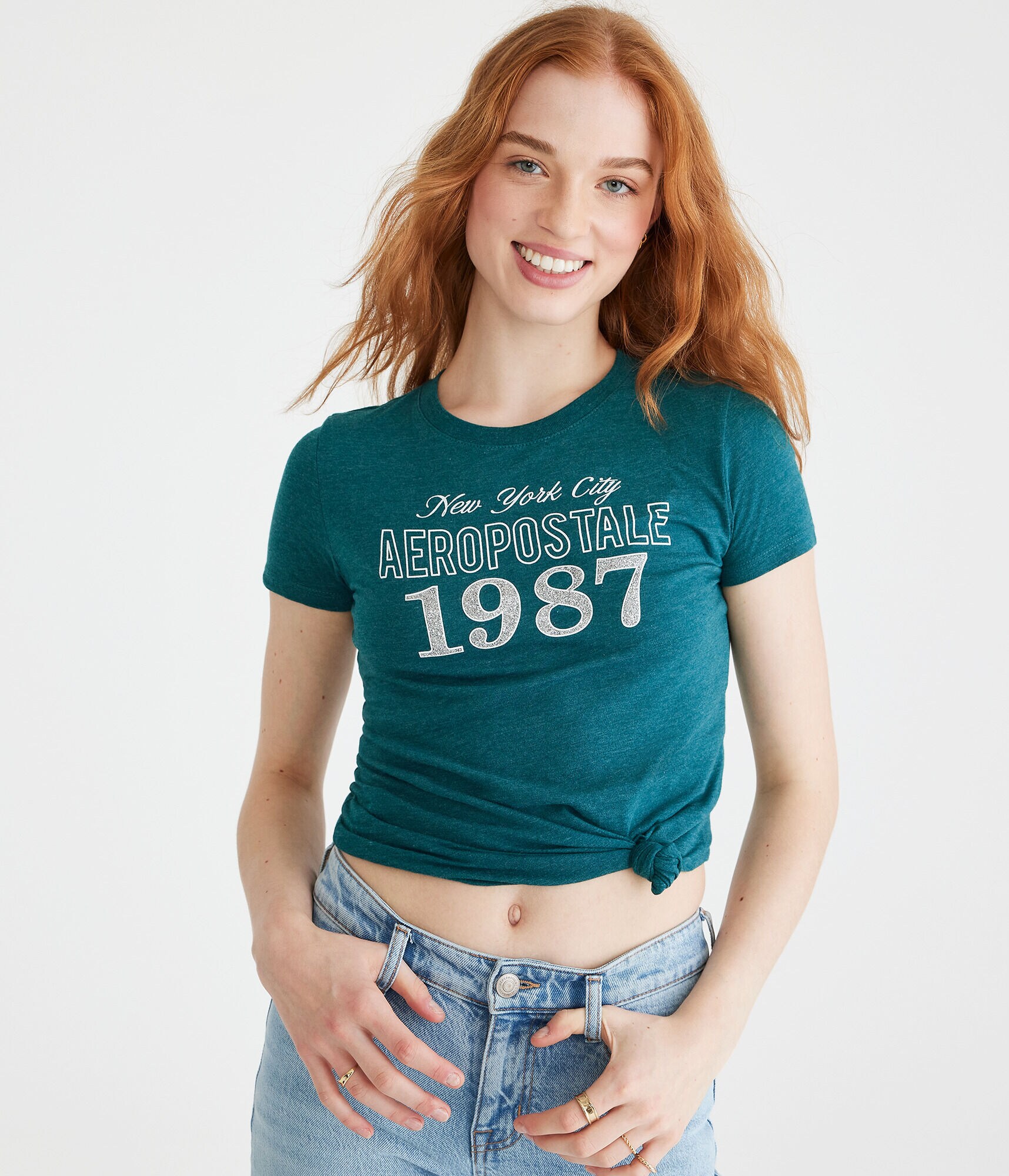 Aeropostale 1987 Glitter Graphic Tee