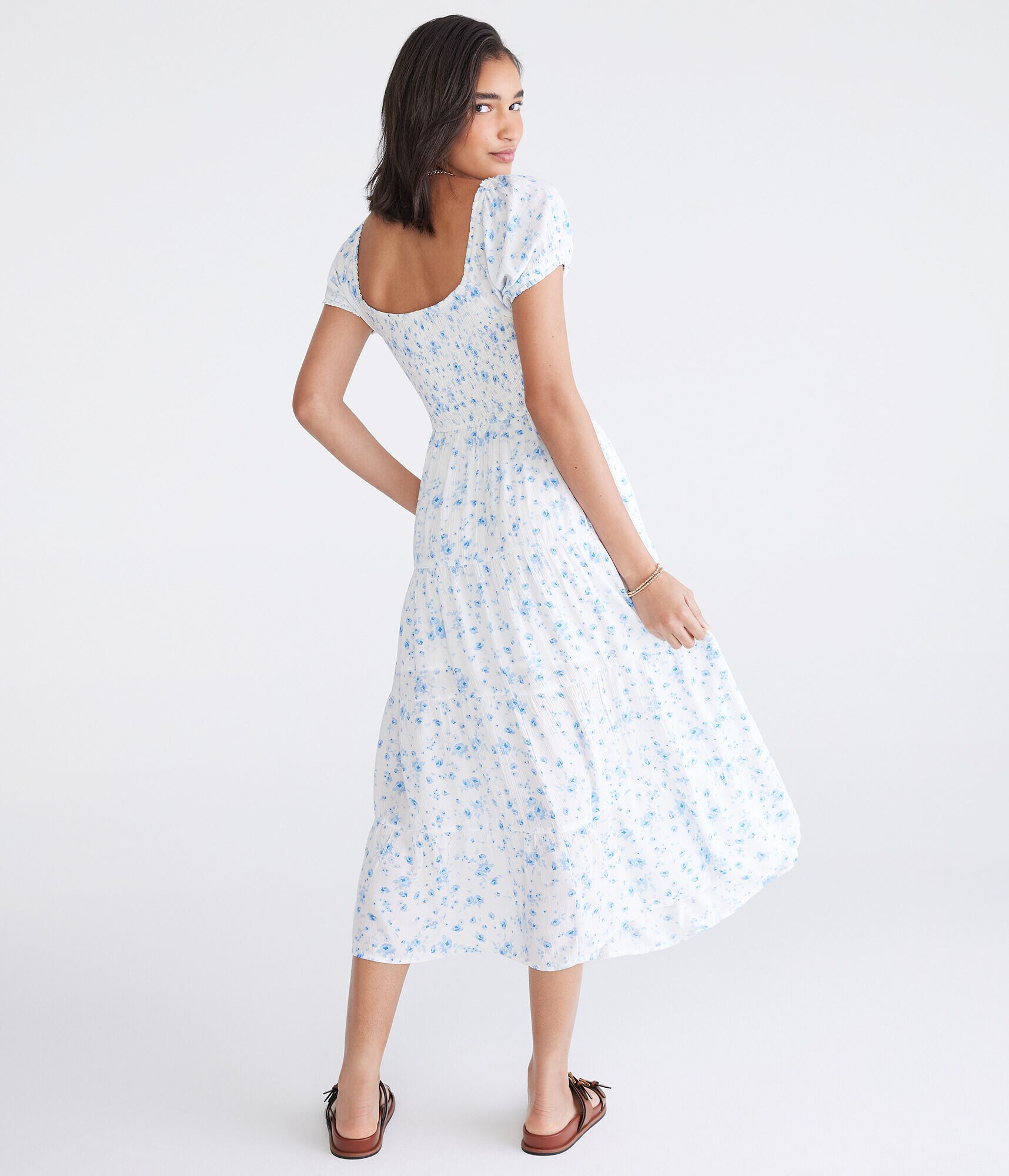 Floral Scoop-Neck Midi Dress