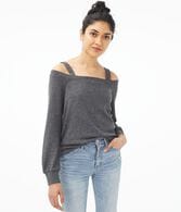 Long Sleeve Cold-Shoulder Sweater-Knit Top***