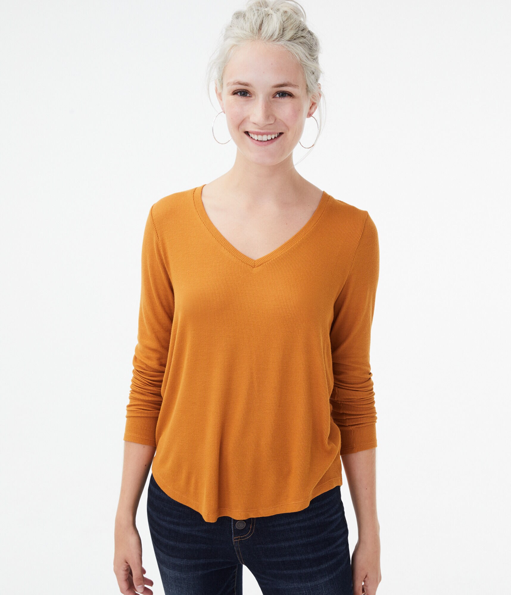 Long Sleeve Seriously Soft Ribbed V-Neck Tee