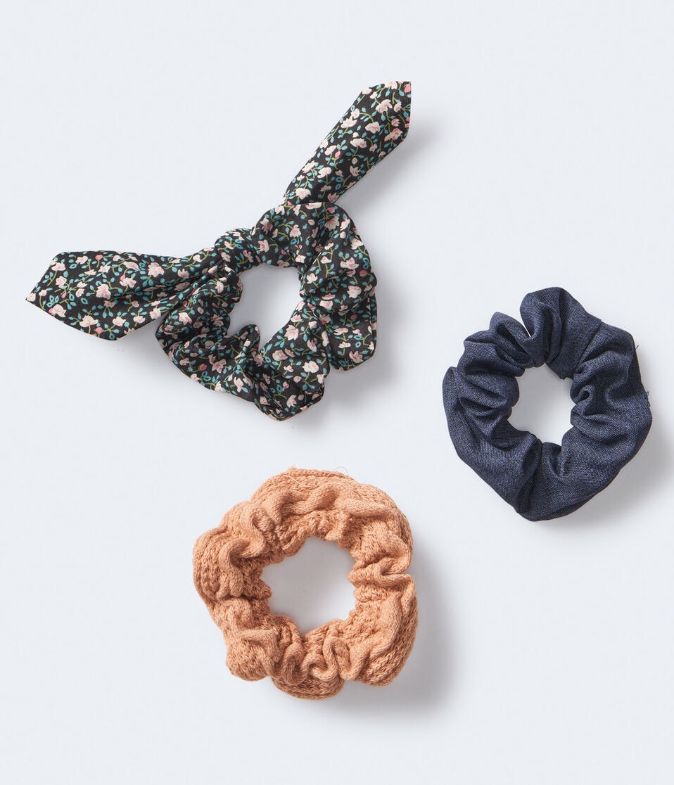 Floral Bow Scrunchie 3-Pack