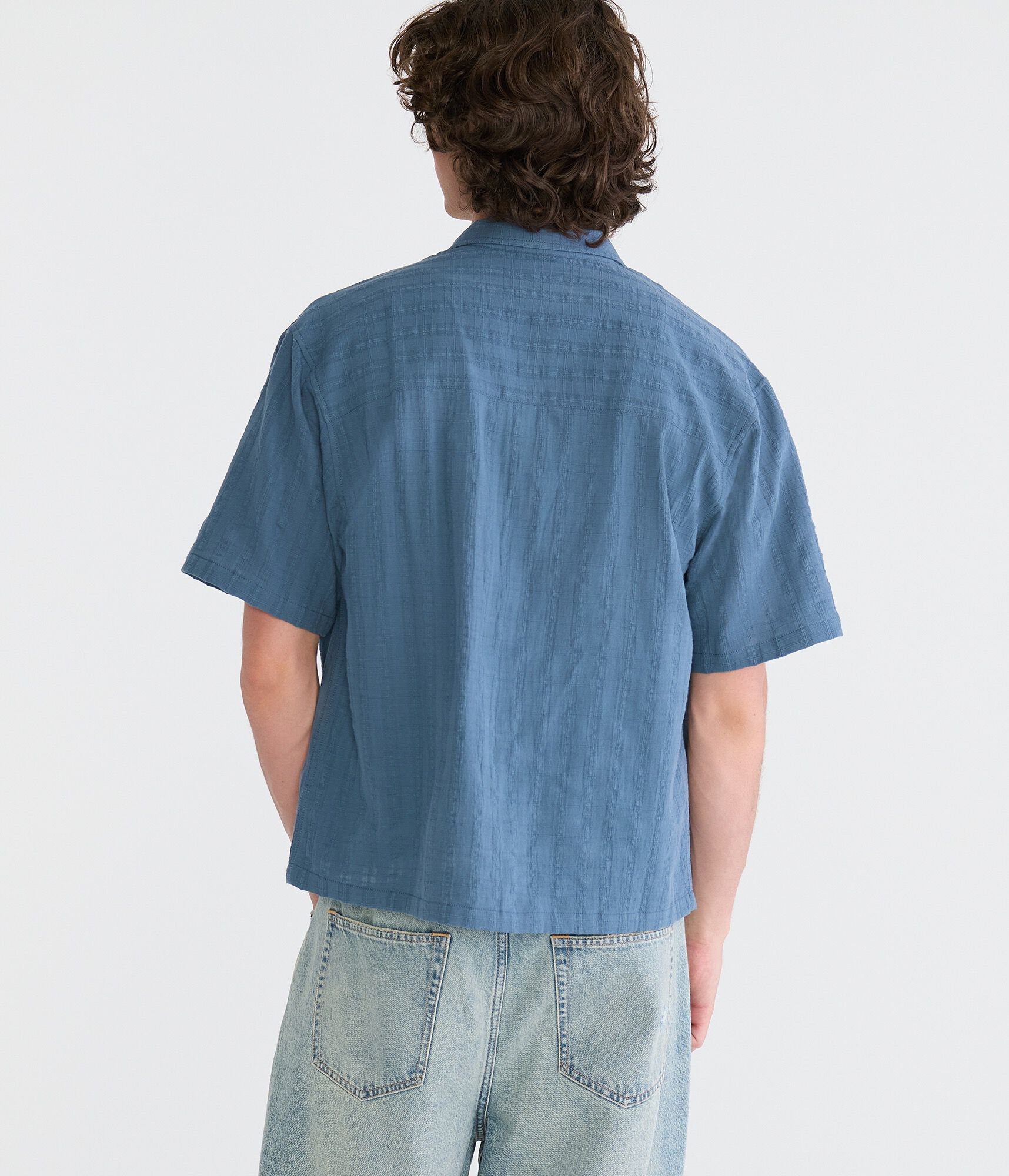 Textured Windowpane Boxy Shirt