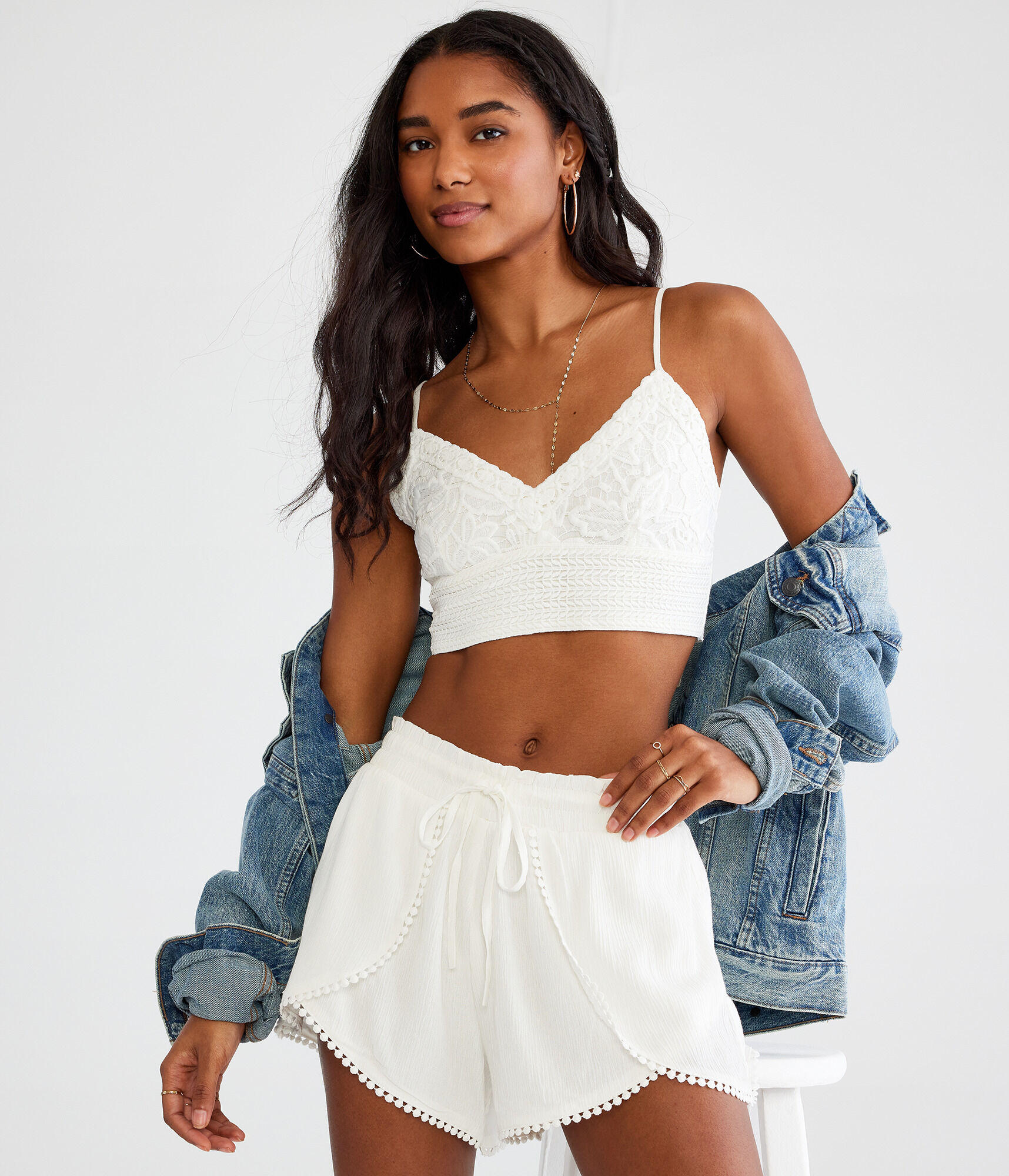 Crinkled High-Rise Petal Skort