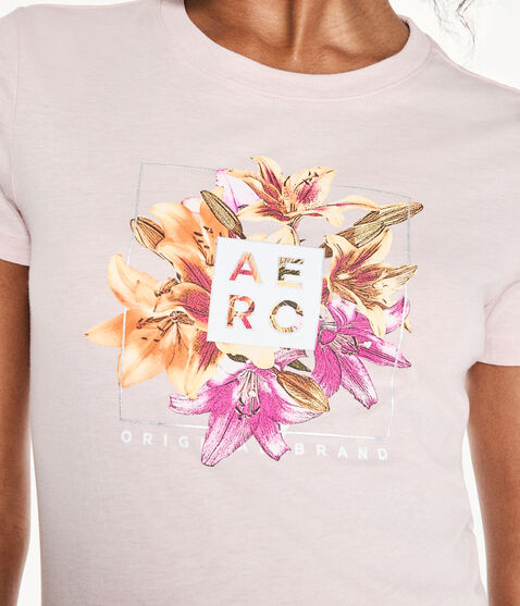 Aero Lilies Box Logo Foil Graphic Tee Aero Lilies Box Logo Foil Graphic Tee