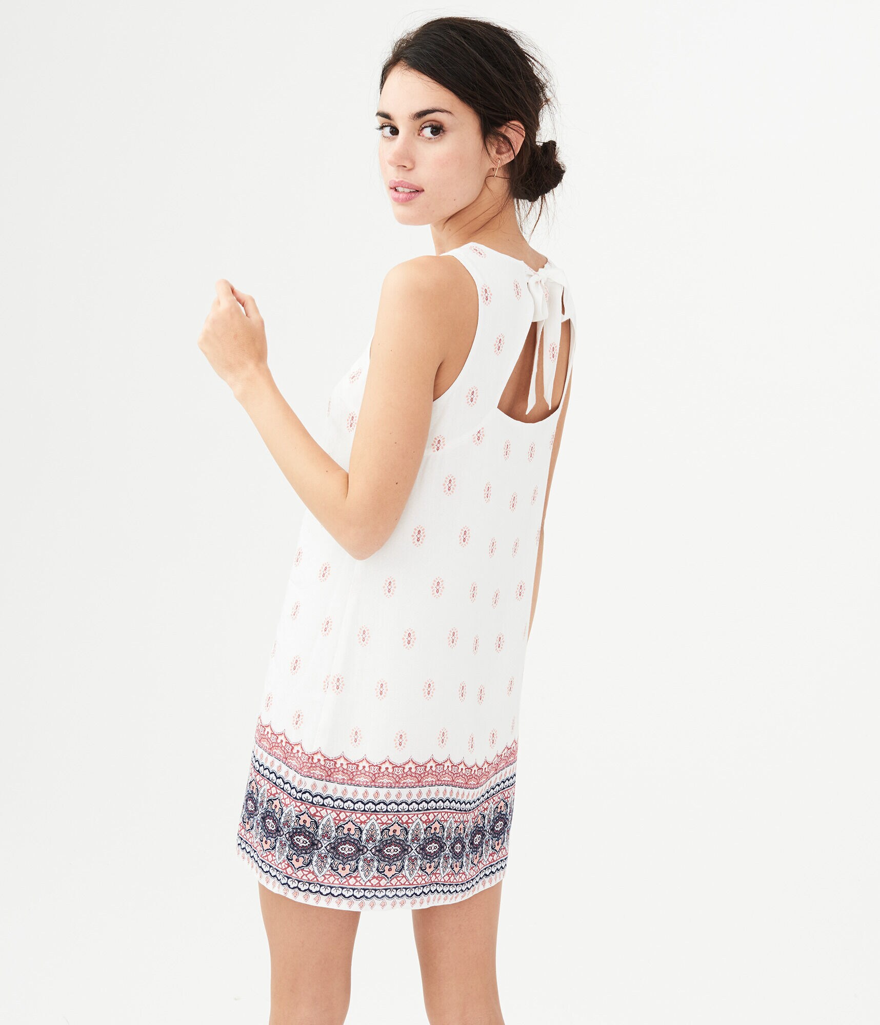 Boho Print Tie-Back Shift Dress
