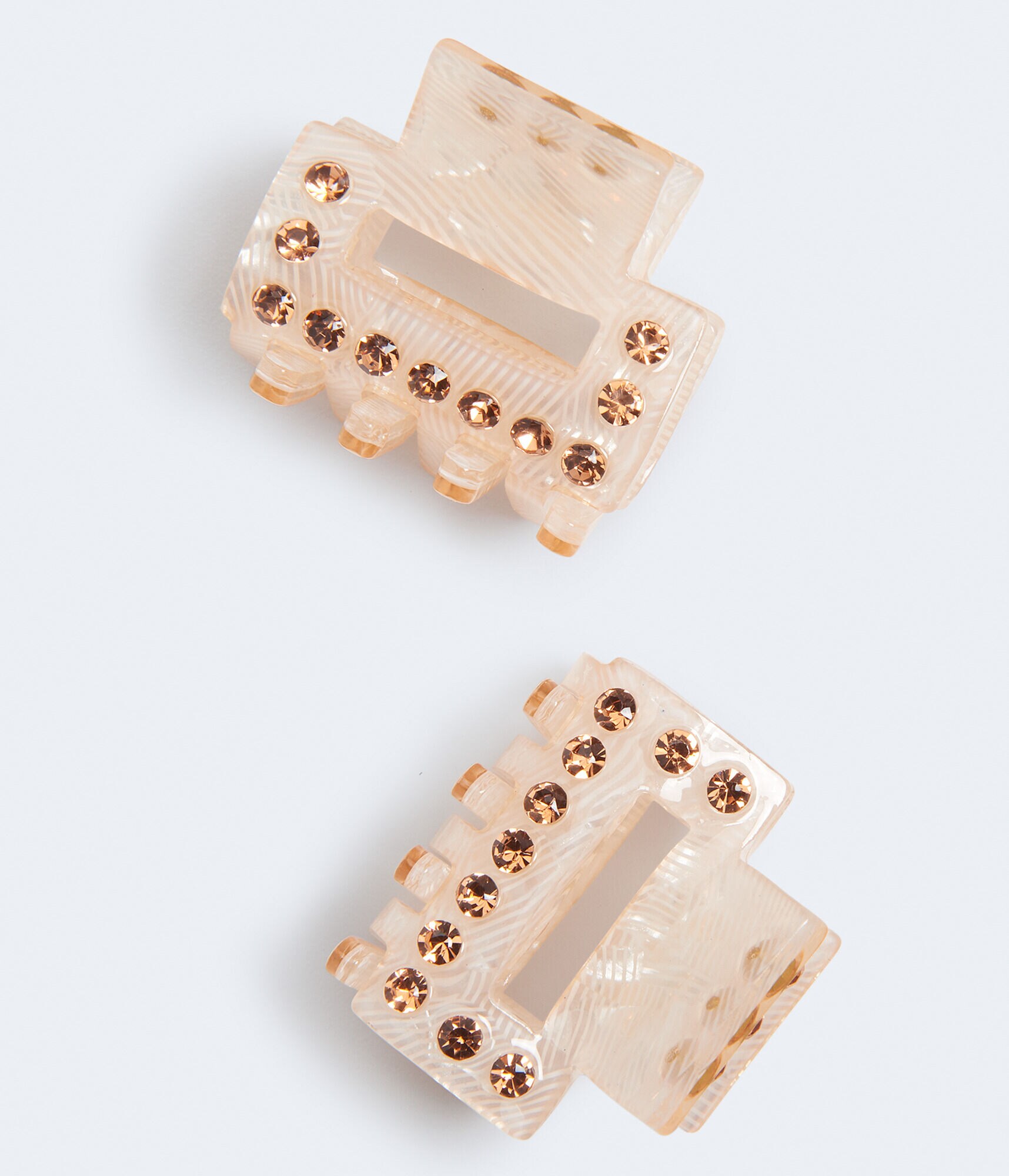 Rhinestone Striped Claw Hair Clip 2-Pack