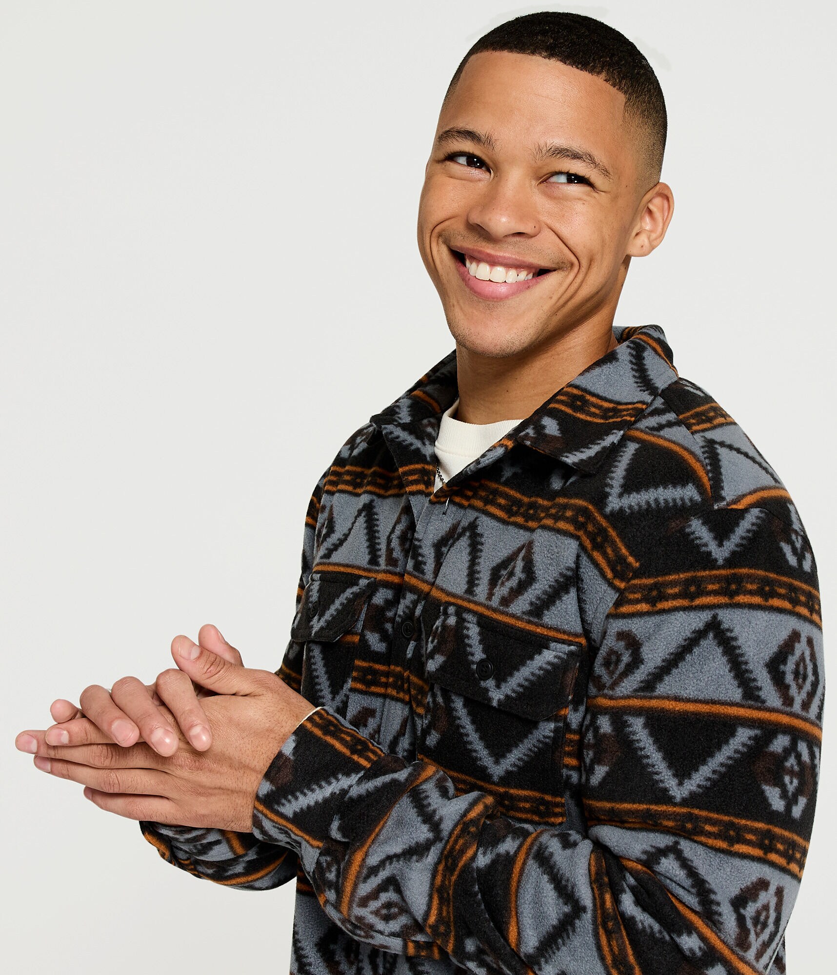 Geometric Microfleece Shacket