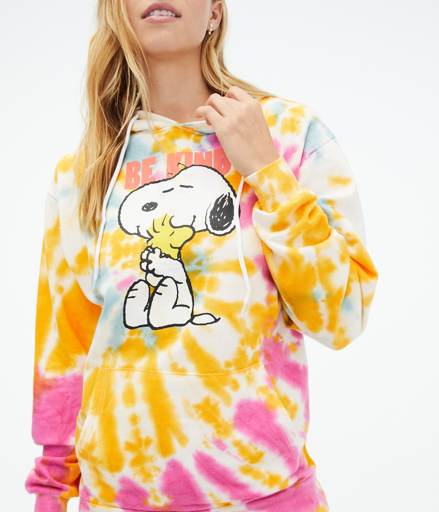 Snoopy Be Kind Tie-Dye Oversized Pullover Hoodie