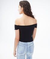 Seamless Smocked Off-The-Shoulder Crop Top