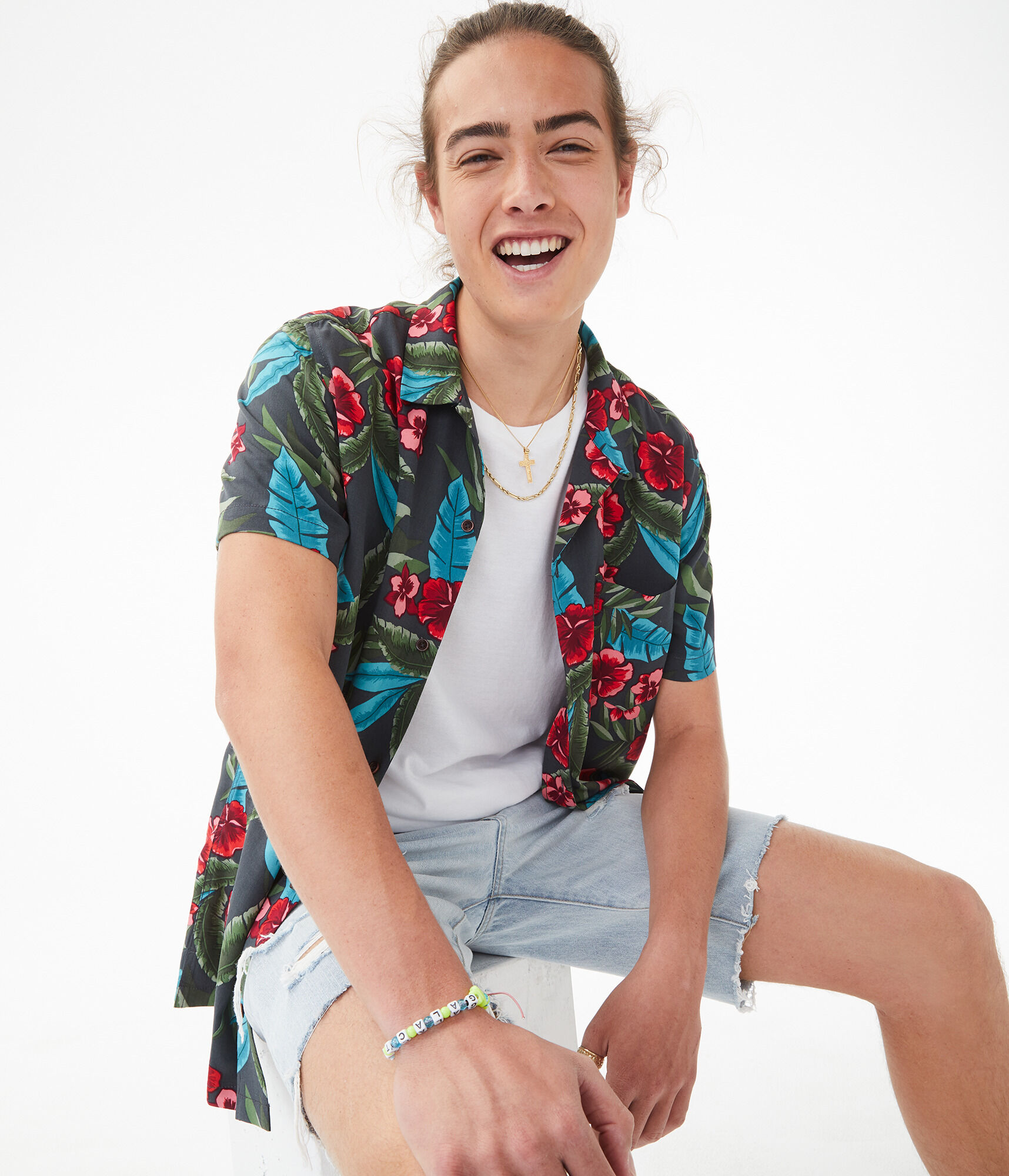 Paradise Floral Button-Down Resort Shirt