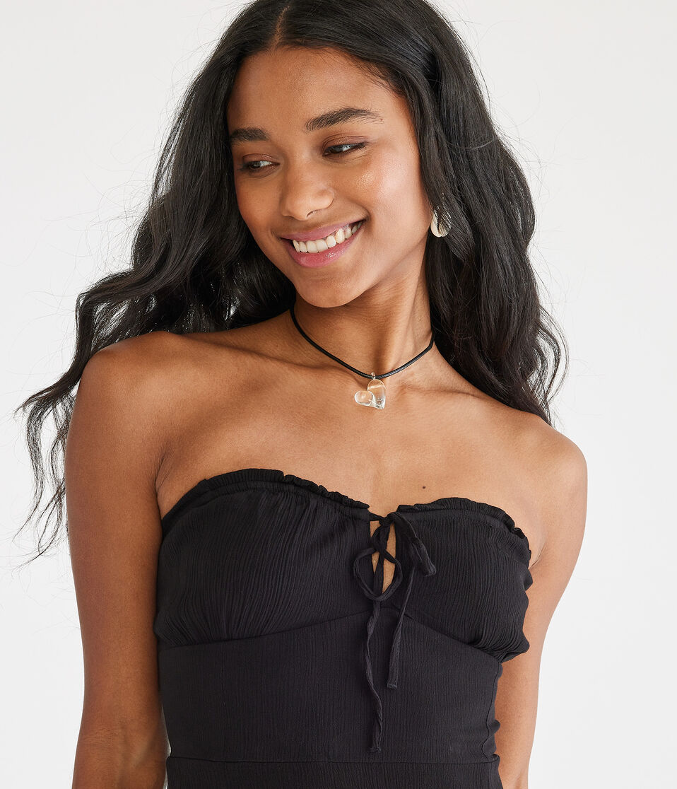 Solid Sweetheart Strapless Midi Dress