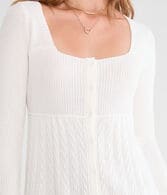 Cable Square-Neck Babydoll Sweater