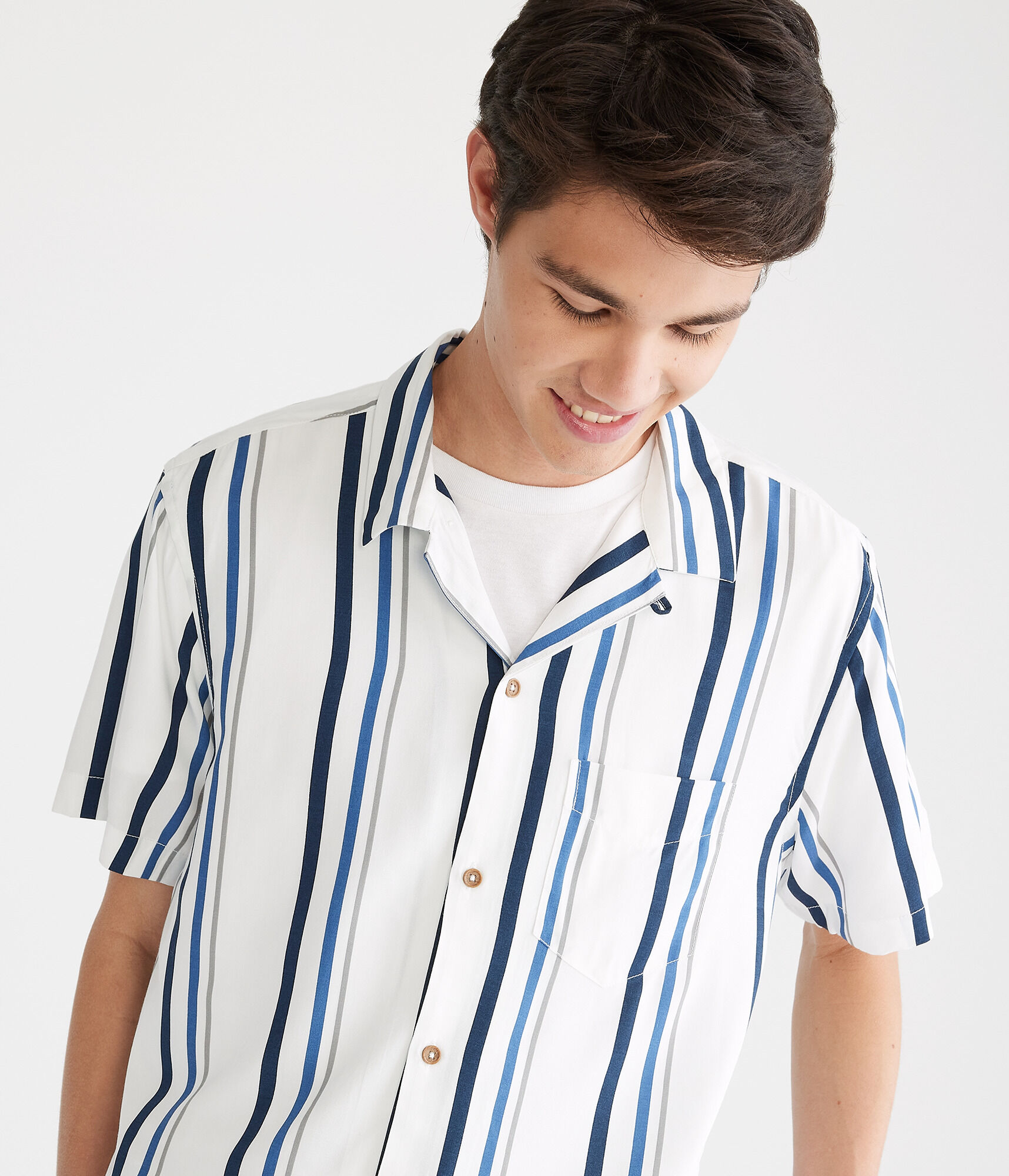 Vertical Stripe Camp Shirt