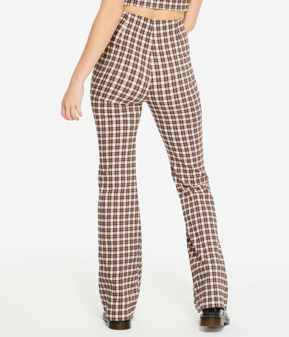 Plaid High-Rise Flare Pants - Main Image