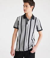Vertical Stripe Jersey Polo