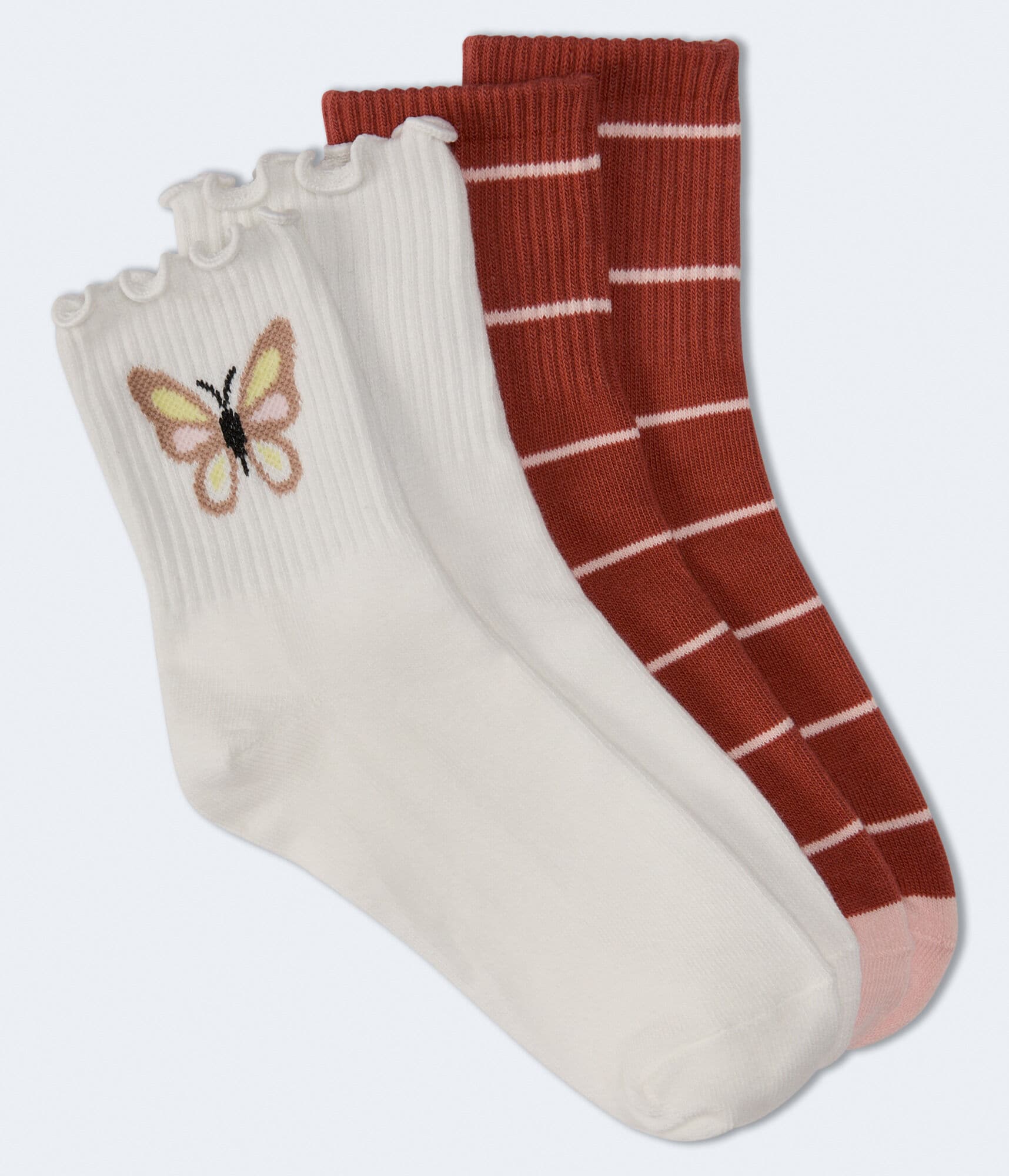 Butterfly Stripes Crew Sock 2-Pack