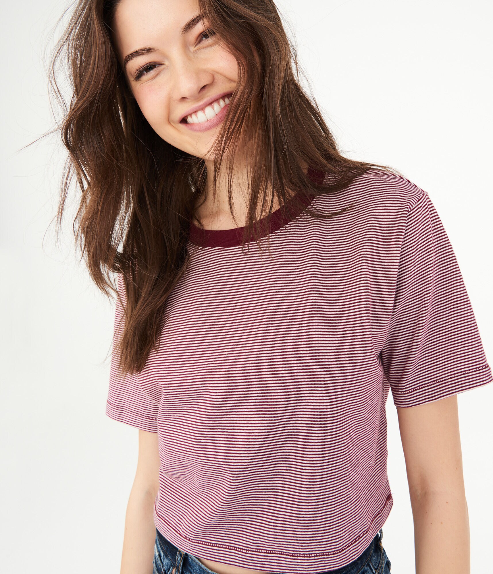 Striped Boyfriend Crop Tee