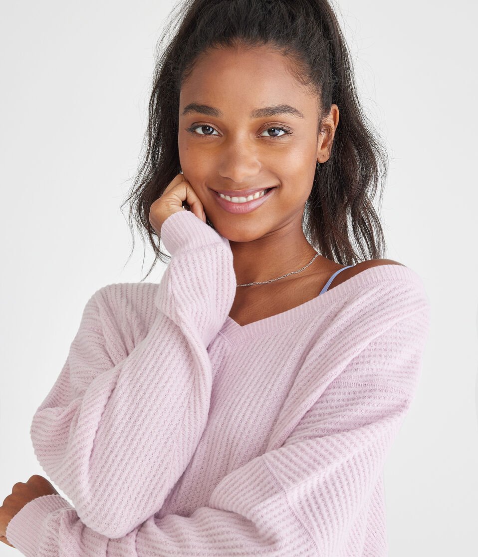 Long Sleeve Wear 2 Ways Cozy Waffle Tee