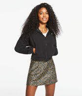 Solid Cropped Hooded Windbreaker Jacket