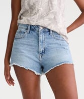 Curvy Vintage High-Rise Denim Shorty Shorts