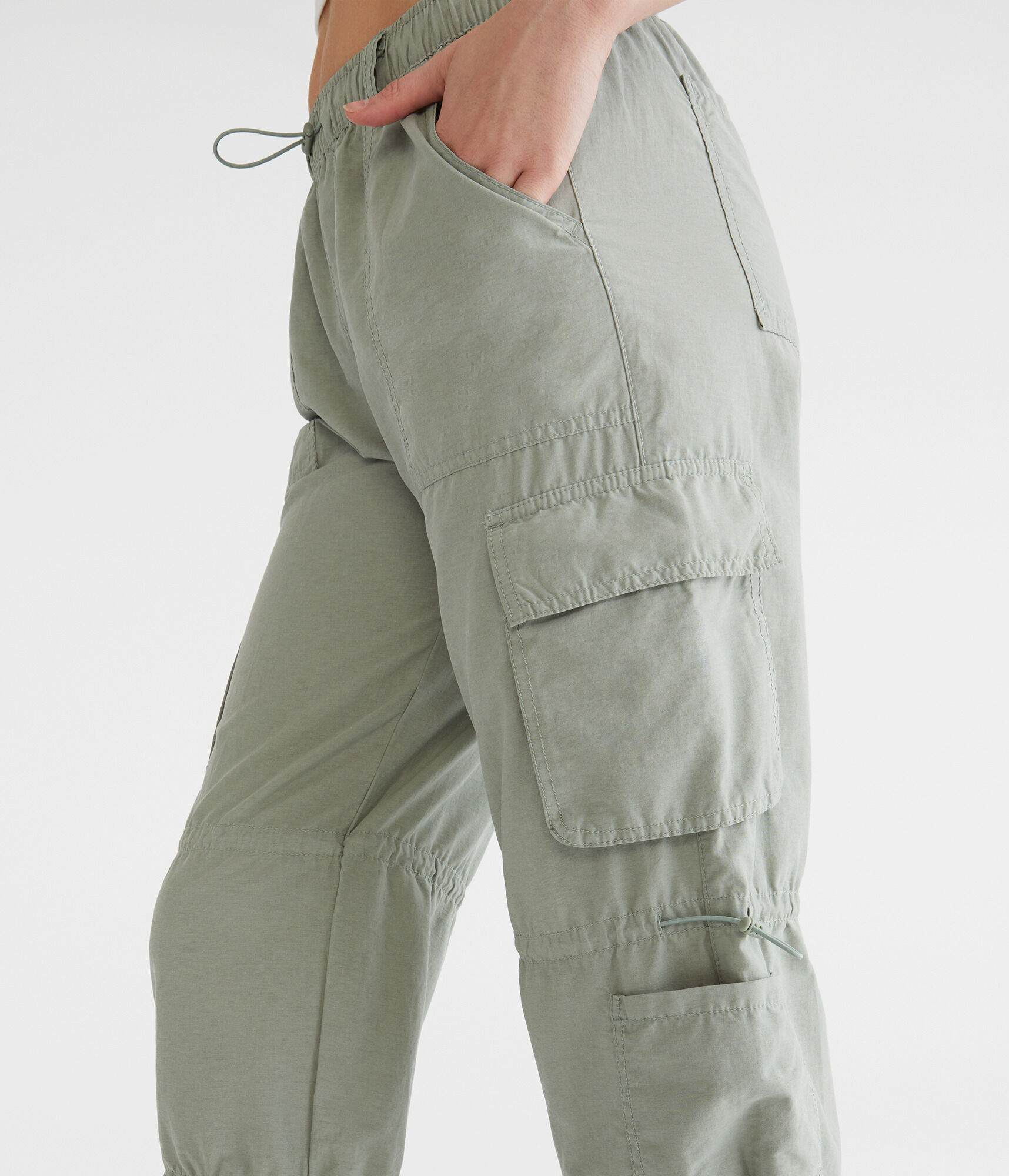 Mid-Rise Cargo Parachute Pants