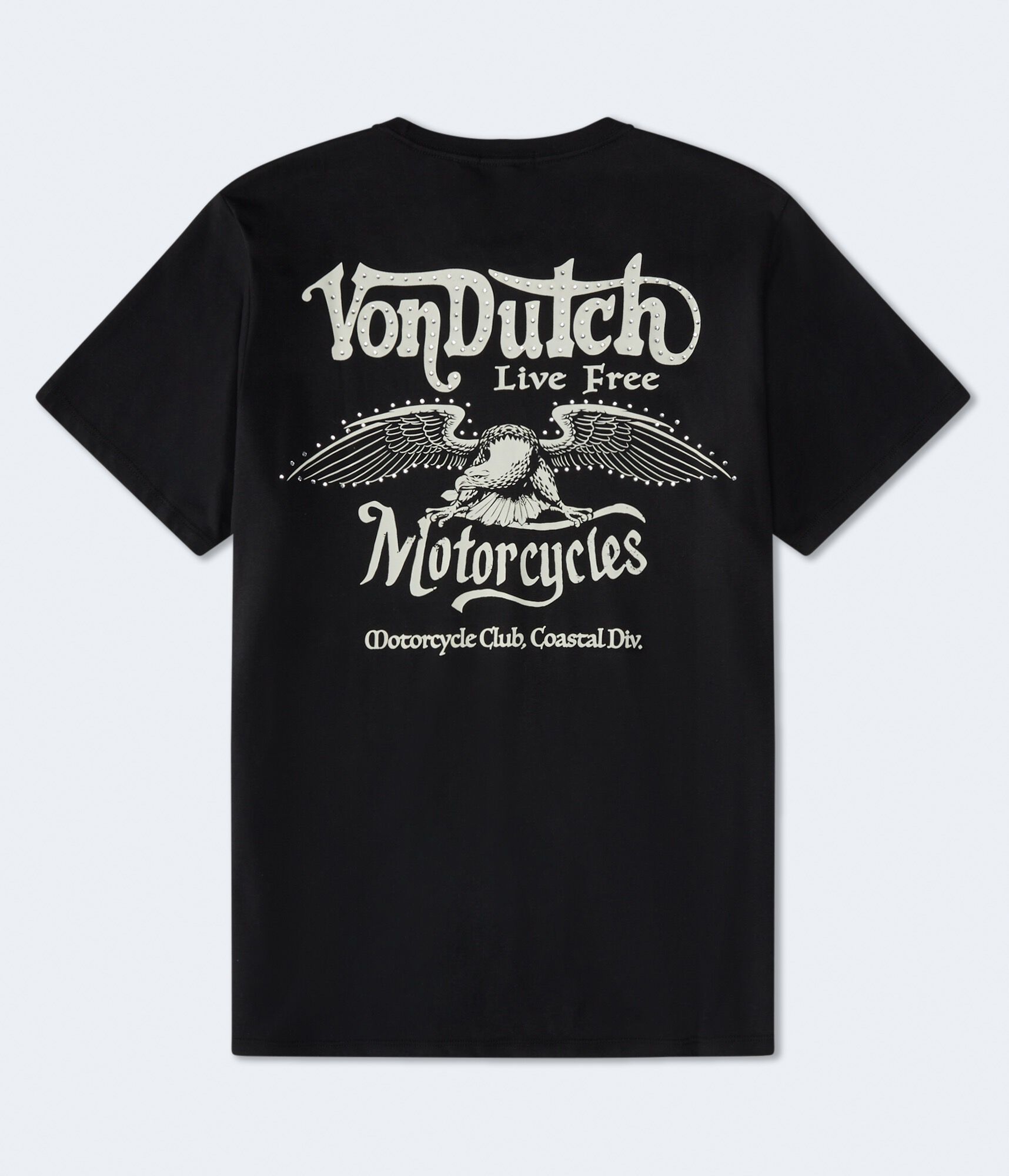 Von Dutch Motorcycles Rhinestone Relaxed Graphic Tee
